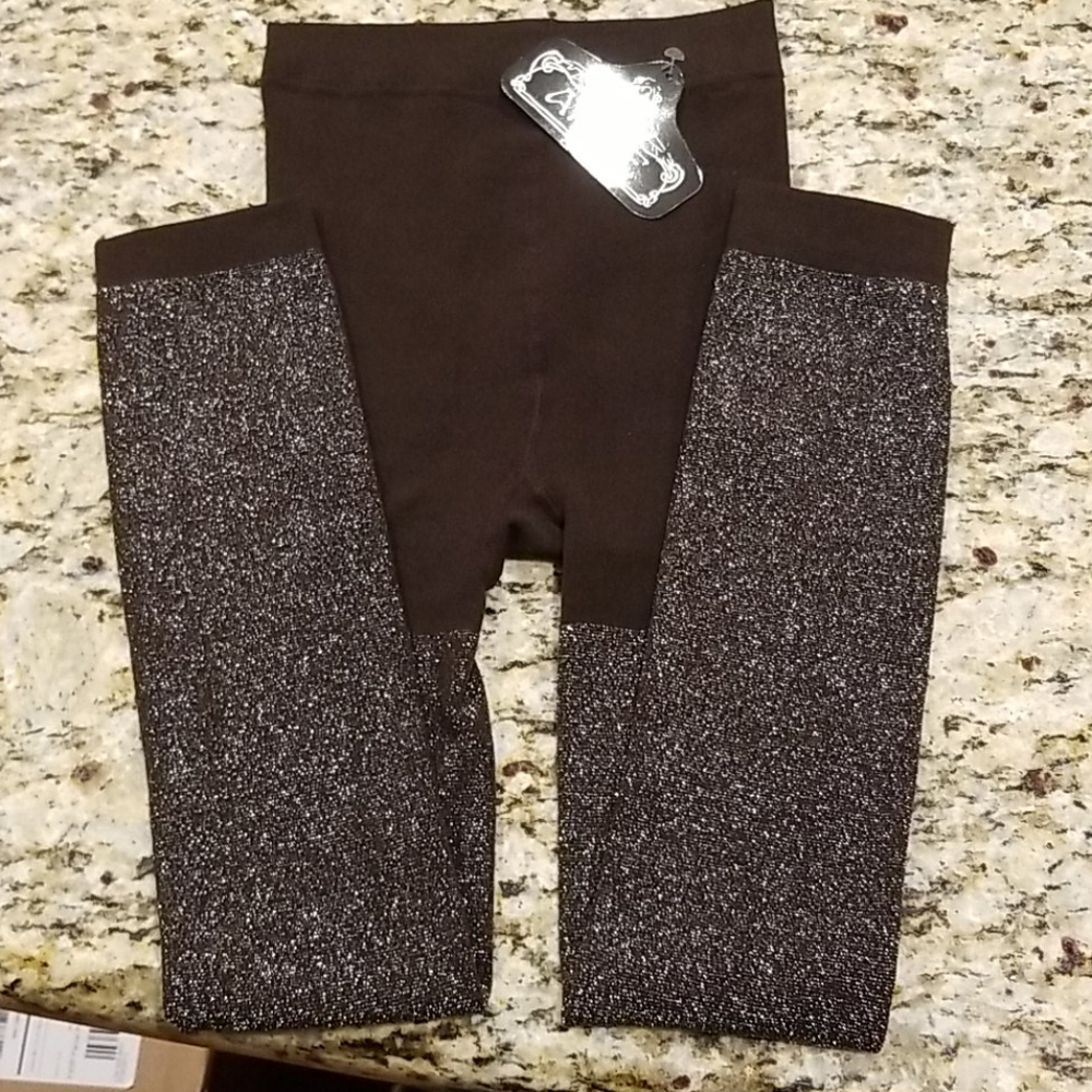 Chocolate brown & gold sparkly tights!